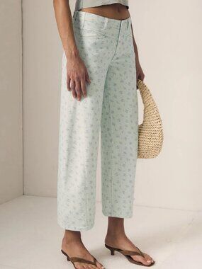 NWT Le Jean Selena Crop sz 24 in Minty Floral